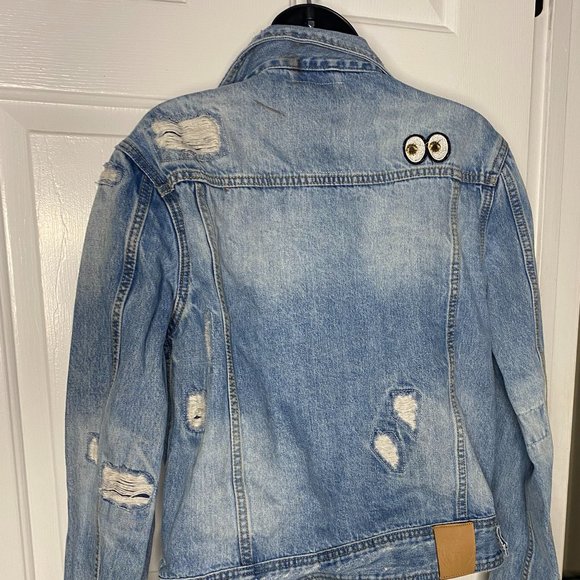 Born Fly Blue Jean Distressed Patch Jacket - Picture 2 of 7